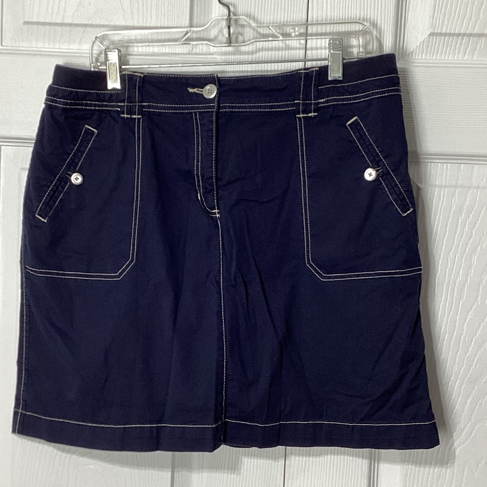 Karen Scott Navy Blue Skort with White Stitching Size 14